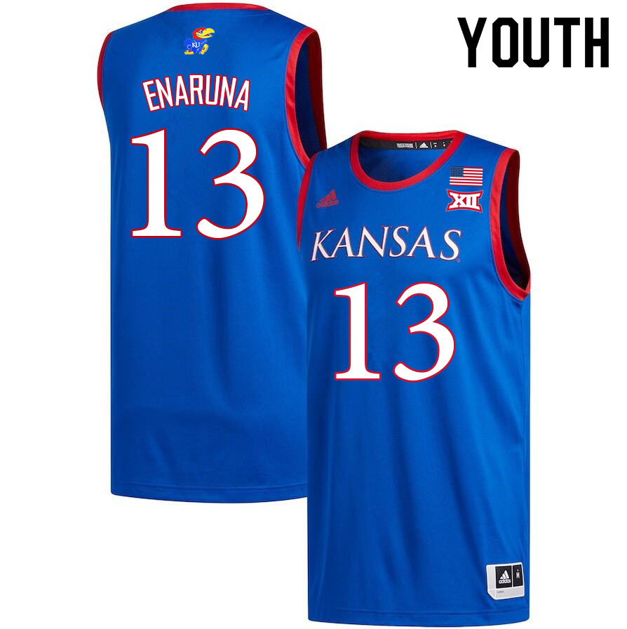 Youth #13 Tristan Enaruna Kansas Jayhawks College Basketball Jerseys Sale-Royal
